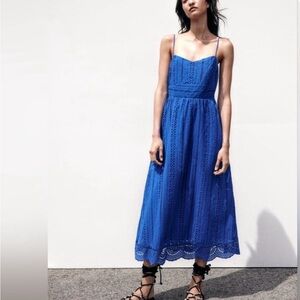 Zara Royal Blue Lace Midi Dress